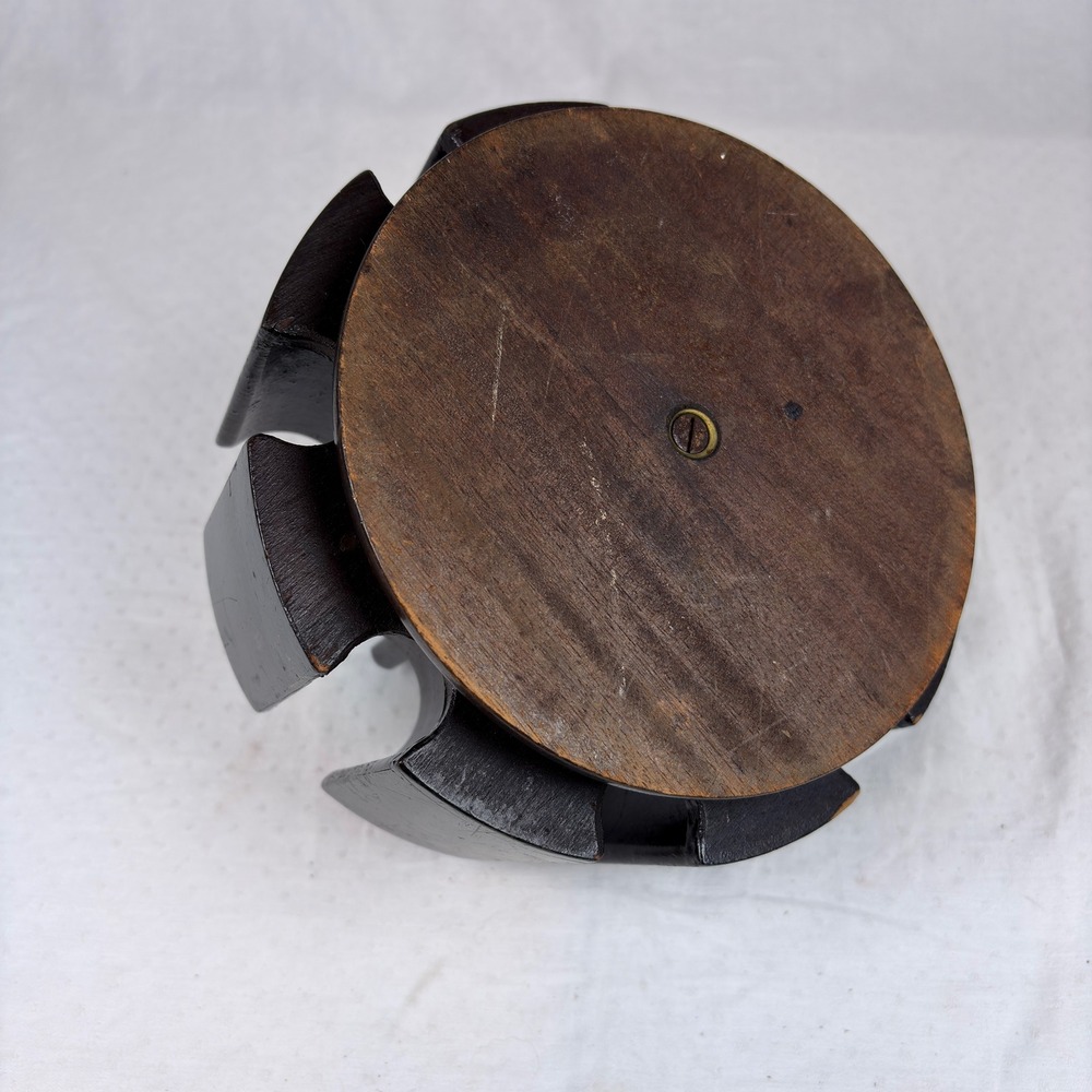 Vtg Wood Carousel Poker Chip Carrier Caddy w/ 230 Clay Chips Lazy Susan 2 Decks - Picture 6 of 16